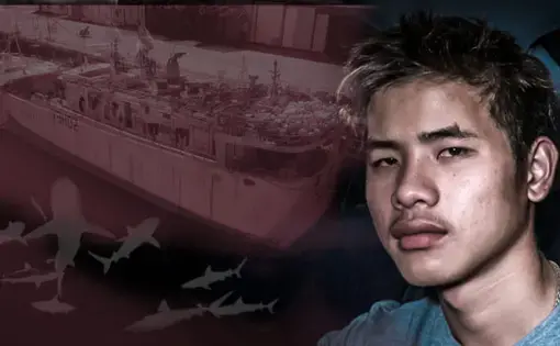 On this episode, we track an elusive fleet of shark-fishing boats that are implicated in overfishing and possible human trafficking. Credit: Photos by Ben Feibleman, photo illustration by Michael I Schiller/Reveal