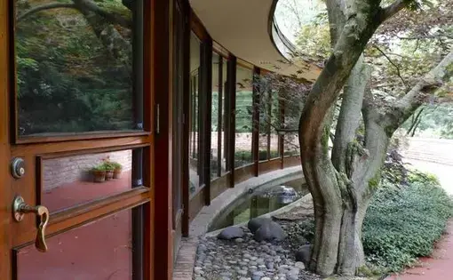 The Frank Lloyd Wright-designed Laurent House, 4646 Spring Brook Road in Rockford, is once again open for visitors. Image by Susan Moran/Rockford Register Star. United States, 2020.