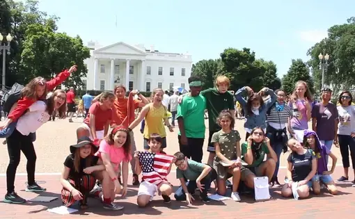 6th grade Deal Middle School students wrap up an afternoon of serious work with a silly photo. Image by Kayla Sharpe. United States, 2018.