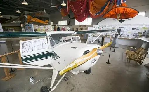 The museum's exhibits inside the Waukesha Hangar at Vintage Wheels &amp; Wings Museum in Popular Grove. Image by Scott P. Yates/Rockford Register Star. United States, 2020.