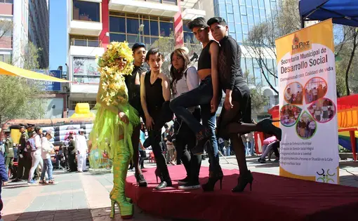 Carlos Parra, aka Paris Galán, Bolivia's best-known drag queen, in downtown La Paz