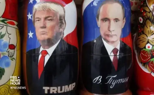 Trump and Putin Russian dolls. Image from PBS Newshour. Russia, 2017.