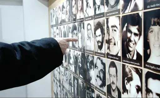 Photographs of the victims in Grimaldi. Image by Natalie Oren. Chili, 2016.