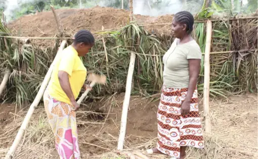 Like these women, many inhabitants of the Pool region end up contributing to deforestation for their primary economic and subsistence activities. Image by Rosie Pioth. Republic of the Congo, 2020.