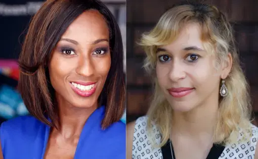 Pulitzer Center grantee Melissa Noel (left) and student fellow alum Caron Creighton (right).