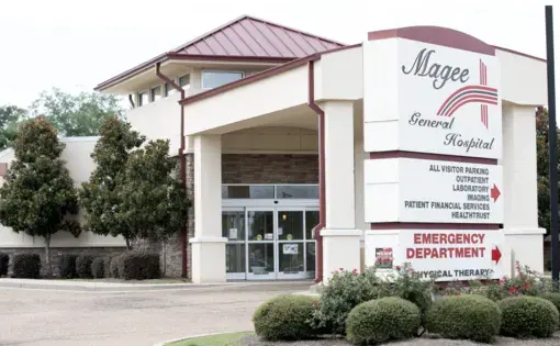 Opened in 1935, and incorporated in 1942, Magee General Hospital faced bankruptcy in recent years, and pulled itself out of the debt, under the supervision of CEO Greg Gibbes and a Board of Directors, but currently functions with day-to-day cash on hand during the COVID-19 pandemic. Image by Sarah Warnock/MCIR. United States, undated.