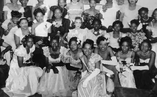 “Les Femmes Club”, was a local African American women’s organization.  This image is included in the Hoskins archive and dated 1945. Many of these women would become founding members of sorority chapters, populate various service organizations and be featured in the Legacy Is Yours project. United States, 1945.