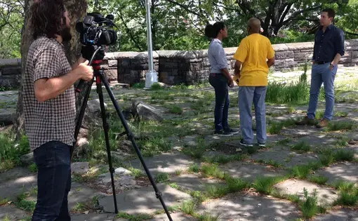 Scene from the production of PBS NewsHour series "Ending AIDS."