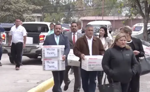 A plot of corruption in Honduras involves embezzlement of public funds. Screenshot from video. Honduras, 2019.