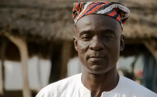 Chief Ubor Dawuni Wumbe in his palace in Bunbong. Image by Noah Fowler. Ghana, 2017.