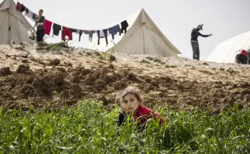 children in grounds of petra camp greece