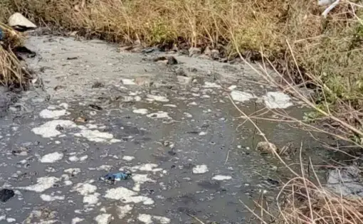 Waste dumped in the water in Kitty Tambana. Image by Besenty Gomez. Gambia, 2018.