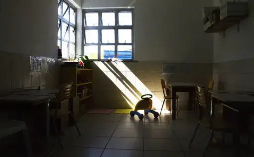 In a vacant children's room, toys and tools are stored in their assigned places. Image by Amanda Michelle Gordon. Brazil, 2018. In a vacant children's room, toys and tools are stored in their assigned places. Image by Amanda Michelle Gordon. Brazil, 2018.