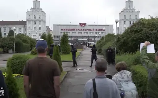 Protests continue in Belarus as embattled Lukashenko clings to power. Image courtesy of PBS NewsHour.