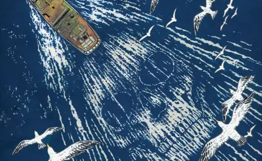 The rusted pirate fishing vessel STS-50 evaded authorities time and time again—until its luck ran out. Illustration by Yuko Shimizu.
