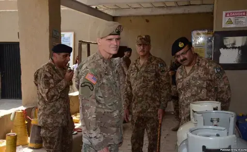Pakistan military briefs US CENTCOM Chief Gen. Joseph Votel on counter-terror operations in North Waziristan. Image by Pakistan Army. Pakistan, 2017