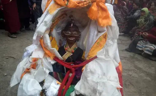 The Mamo doe ritual was observed in Trok and other villages in Nubri in May 2020 to pacify COVID-19 and attain a quick recovery. Image by Pema Gyalpo. Nepal, 2020.