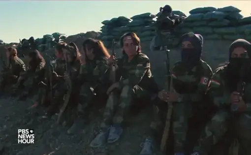 Image from PBS NewsHour video "In the Fight Against ISIS, Kurds Seek Chance to Govern Themselves." Syria, 2017.
