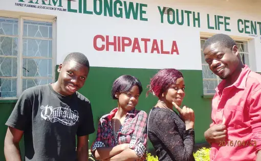 Leaders of Nzotheka Support Group for young people living with HIV in Lilongwe. Image by Jen Stephens. Malawi, 2016. HIV support group for youth