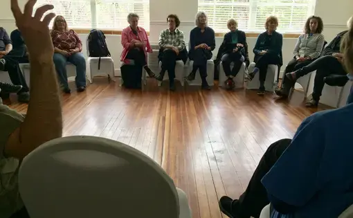 Cross cultural conversations, like this one that Leverett residents held with a group in Kentucky, may be on the agenda closer to home with help of a Community Conversations - Franklin County group. Image by Richie Davis. Kentucky, 2018.