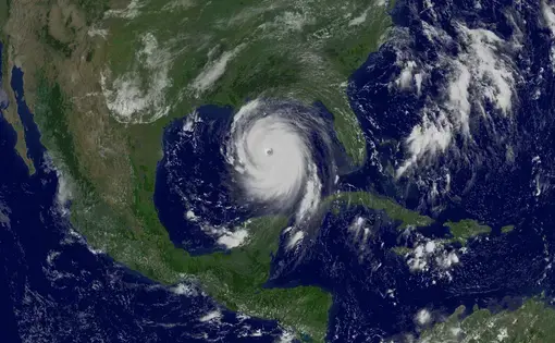 Satellite image of Hurricane Katrina.