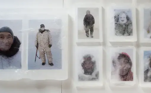 Louie Palu's work photographs the Inuit communities of the high Artic before freezing them into large blocks of ice to portray the connection between their environment and their identity.