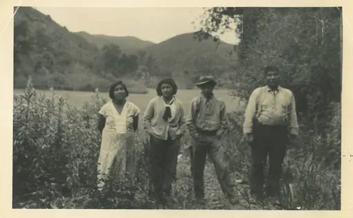Members of Allison Herrera's family near their ancestral village of Toro Creek. Today, Salinan Indians are still fighting to reclaim their land. Image courtesy of Allison Herrera. California, 1930s.