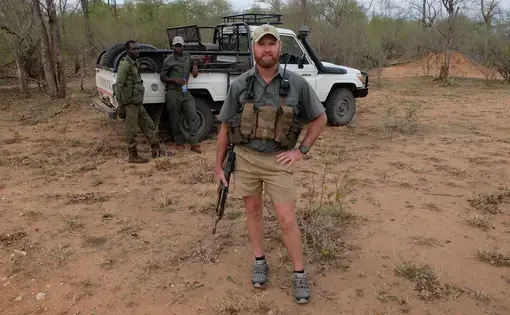 Bryce Clements heads the Savé Valley Conservancy's war on poachers. Image by Martin Fletcher. Zimbabwe, 2017.