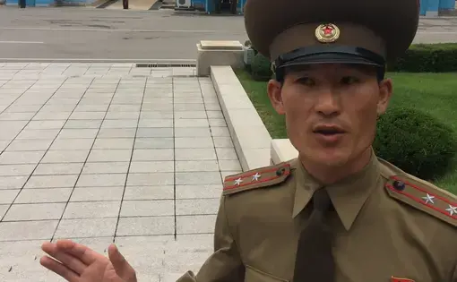 Lieutenant Colonel Pang Myong Jin, of the Korean People's Army, inside the Demilitarized Zone in the Democratic People's Republic of Korea. Image by Evan Osnos. North Korea, 2017. Lieutenant Colonel Pang Myong Jin, of the Korean People's Army, inside the Demilitarized Zone in the Democratic People's Republic of Korea. Image by Evan Osnos. North Korea, 2017.