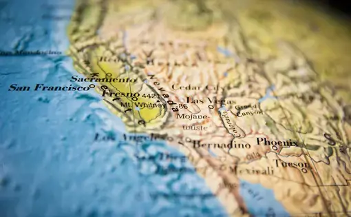 California as seen on a globe. Image by Shutterstock.