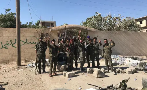 Syrian Democratic Forces just a few kilometers from the Raqqa front line. Image by Gayle Tzemach Lemmon. Syria, 2017.