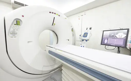 MRI scanner room. Image by nimon / Shutterstock. Undated.