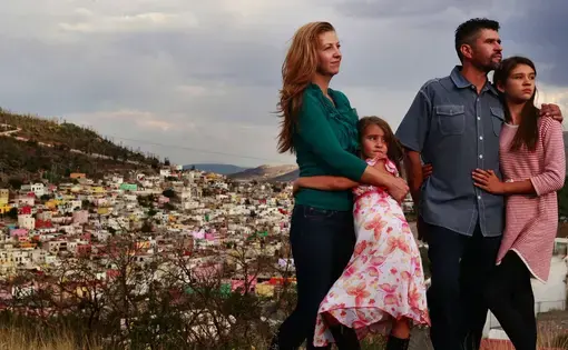 The Valdez family — Joy, daughter Catalina, Rafael and daughter Maya — lives in the city of Zacatecas, Mexico, but hopes eventually to return to the Seattle area. Image by Erika Schultz. Mexico, 2019.
