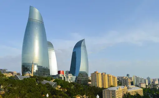 The Flame Towers in downtown Baku. Image by Francisco Anzola via Creative Commons. Azerbaijan, 2015.