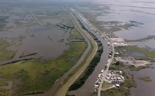 Aerial view of the Mississippi River Delta in the Gulf Coast. Image by Spike Johnson. United States, 2019.
