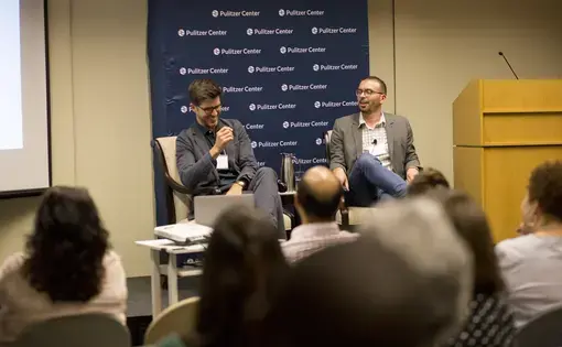 Pulitzer Center grantees and founders of Everyday Africa speak at the Pulitzer Center on Monday, September 25, 2017. Image by Eslah Attar. United States, 2017. 