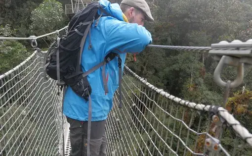 Dan Metcalfe looks out over the Amazon Basin at 10,000 feet above sea level in the Peruvian Andes.