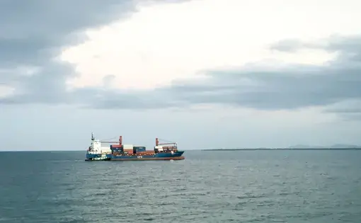 A ship waits to dock off Haiti's Northern coast at Cap-Haïtien.
