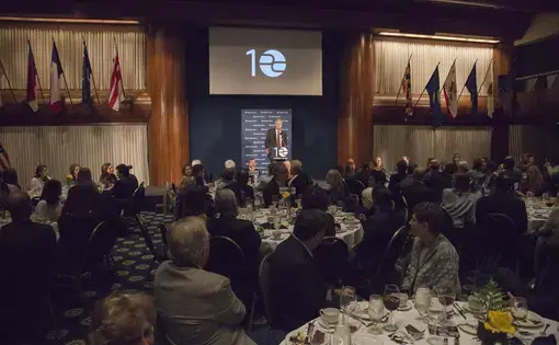 Grantees and fellows gather at The National Press Club to celebrate the Pulitzer Center's tenth anniversary. Image by Jin Ding. Washington, D.C., 2016.