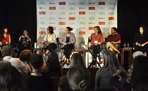 Participants share a laugh on the Double Exposure, "Ask Me Anything: Meet the Funders," panel. Image by Katie Brown. United States, 2019.