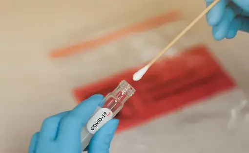 COVID-19 nasal swab test in hospital lab. Image by Horth Rasur / Shutterstock. 2020.