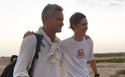 Boy Scout Nicholas Fahy with Paul Salopek on the Out of Eden Walk.