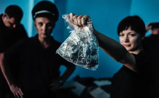 Kyiv Police badges before they find their lifetime owners. Image by Misha Friedman. Ukraine, 2015. Media file: l1021803.jpg