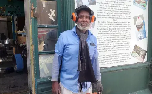 Jamaica Ray is well known as the man who plays steel drums in front of the iconic century-old Crown Candy Kitchen. Image by Sylvester Brown Jr. United States, 2020.