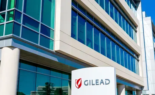 Gilead sign at headquarters in Silicon Valley. Image by Michael Vi / Shutterstock. United States, 2020.