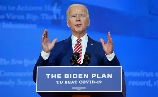 U.S. President-elect Joe Biden delivers remarks on COVID-19. Image by Stratos Brilakis / Shutterstock. United States, 2020.