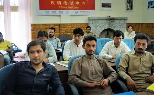 Students in the army-sponsored class at the Karakoram International University in Gilgit. Image by Sabrina Toppa. Pakistan, 2018.