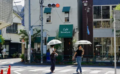 Two women walking in Tokyo with umbrellas. Image by Daniel Merino. Japan, 2019.