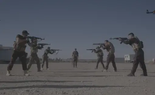 Members of the Iranian-backed Public Mobilization Forces train in northern Iraq. Image by Gelareh Kiazand. Iraq, 2017. Members of the Iranian-backed Public Mobilization Forces train in northern Iraq. Image by Gelareh Kiazand. Iraq, 2017.