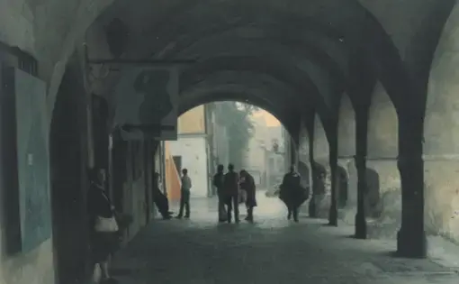 Shula Lavyel in her childhood hometown, Tarnów, on her first visit to Poland since emigrating in 1934. Image courtesy of Shula Lavyel. Poland, 1987.